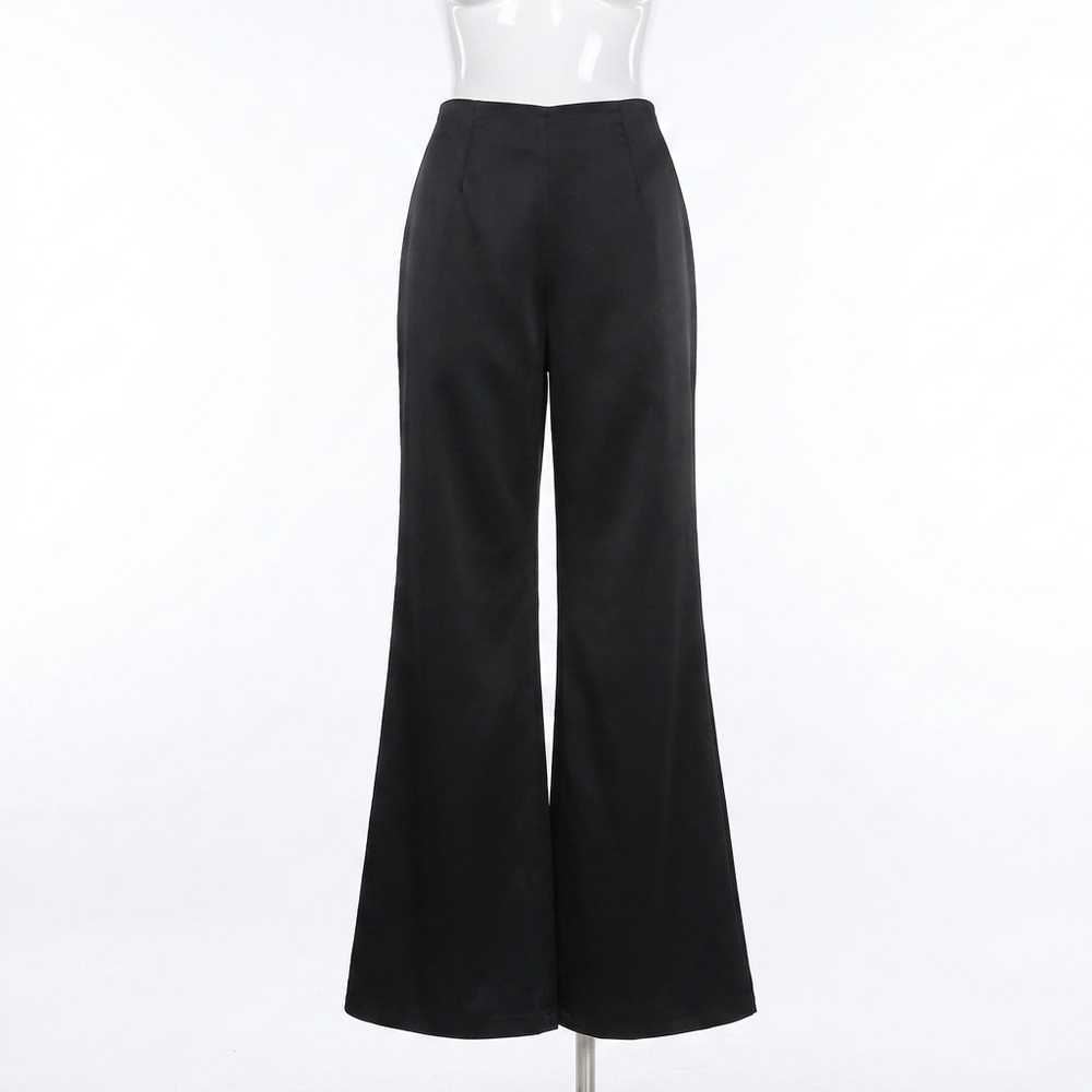 NEW AQUA halter wide leg satin jumpsuit in black